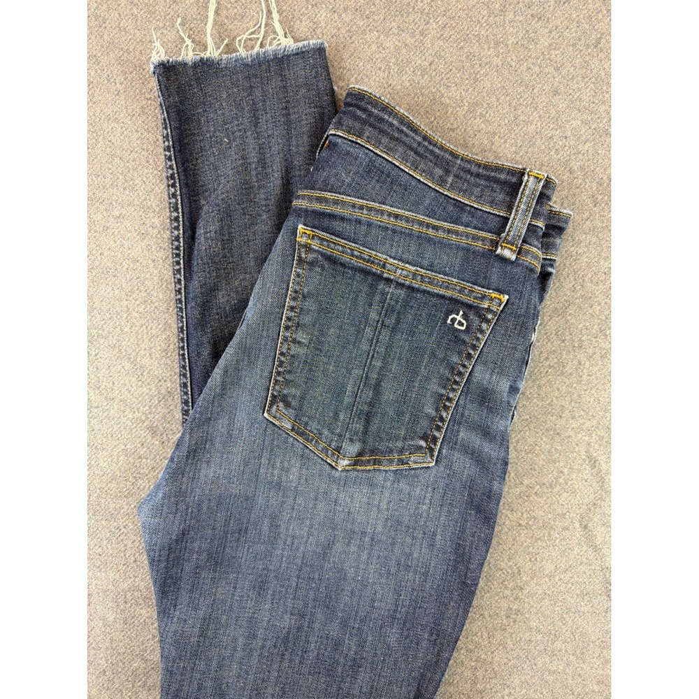 Rag & Bone Jeans Womens 27 Nina High Rise Ankle Skinny Blue Raw Hem